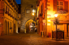 Frankreich, Elsass, Ribeauvill: Die mittelalterliche Tour des Bouchers in der Abenddmmerung