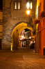 Frankreich, Elsass, Ribeauvill: Die mittelalterliche Tour des Bouchers in der Abenddmmerung